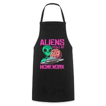 Alien, OVNI, UAP, Espace, Objet volant de l’espace - Tablier de cuisine - noir - Devant - AI Model Male 185 dark (185cm)