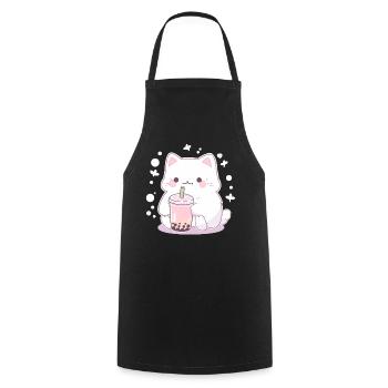 Boissons pour chats kawaii Boba Bubble Tea Chibi - Tablier de cuisine - noir - Devant - AI Model Male 185 dark (185cm)