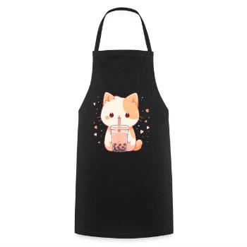 Boissons pour chats kawaii Boba Bubble Tea Chibi - Tablier de cuisine - noir - Devant - AI Model Male 185 dark (185cm)