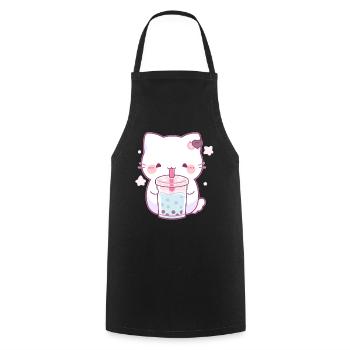 Boissons pour chats kawaii Boba Bubble Tea Chibi - Tablier de cuisine - noir - Devant - AI Model Male 185 dark (185cm)