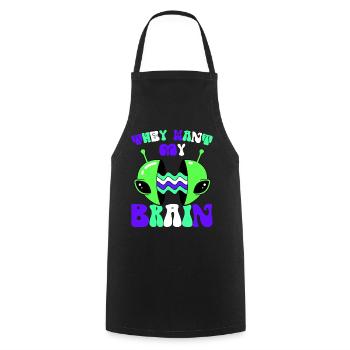 Alien, UFO, UAP, Space, Space Flying Object - Cooking Apron - black - Front - AI Model Male 185 dark (185cm)