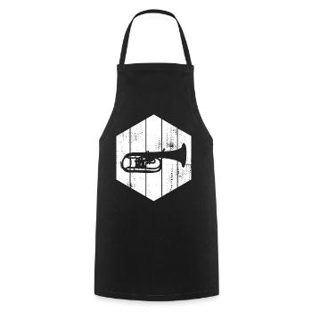 Dessin de trompette - Tablier de cuisine - noir - Devant - AI Model Male 185 dark (185cm)