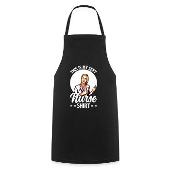 This Is My Sexy Nurse Shirt - Nursing Nurse - Cooking Apron - black - Front - AI Model Male 185 dark (185cm)