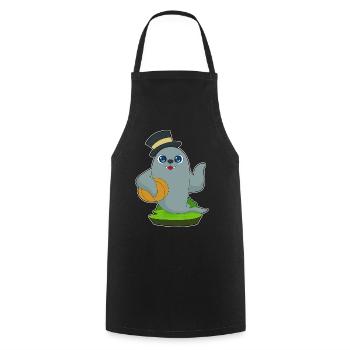 Citrouille d'Halloween scellée - Tablier de cuisine - noir - Devant - AI Model Male 185 dark (185cm)