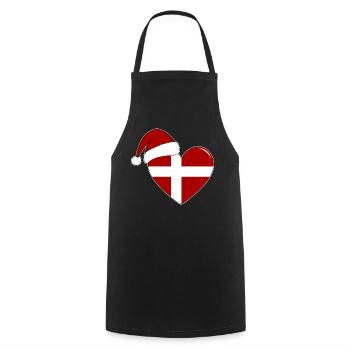 Coeur de Noël drapeau Danemark - Tablier de cuisine - noir - Devant - AI Model Male 185 dark (185cm)