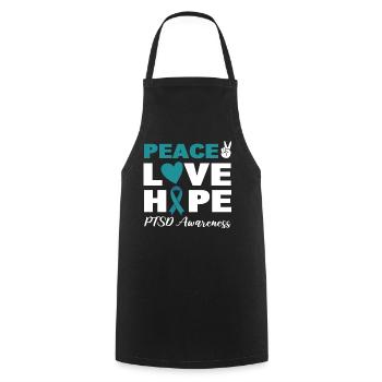 Peace Love Hope PTSD Awareness Psychiater - Kochschürze - Schwarz - Vorne - AI Model Male 185 dark (185cm)
