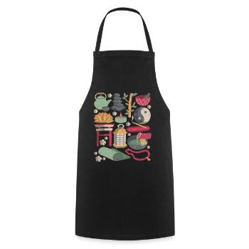 Méditation Zen - Tablier de cuisine - noir - Devant - AI Model Male 185 dark (185cm)