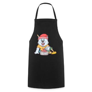Curling Polar Bear - Cooking Apron - black - Front - AI Model Male 185 dark (185cm)