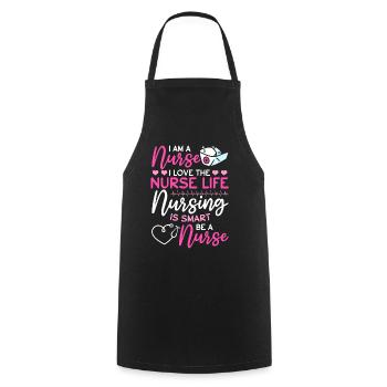 Infirmière d’hôpital - Je suis infirmière. J’aime l’infirmière Li - Tablier de cuisine - noir - Devant - AI Model Male 185 dark (185cm)