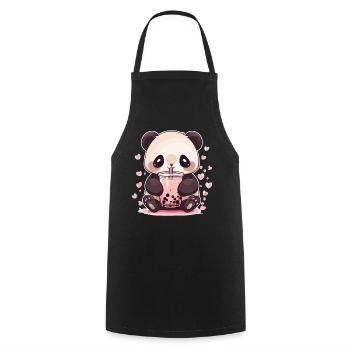 Kawaii Panda trinkt Boba Bubble Tea Chibi - Kochschürze - Schwarz - Vorne - AI Model Male 185 dark (185cm)