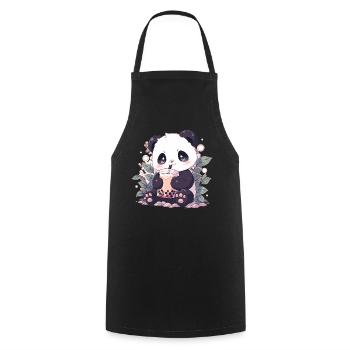 Kawaii Panda trinkt Boba Bubble Tea Chibi - Kochschürze - Schwarz - Vorne - AI Model Male 185 dark (185cm)