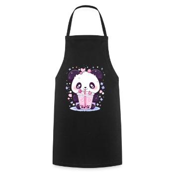 Kawaii Panda trinkt Boba Bubble Tea Chibi - Kochschürze - Schwarz - Vorne - AI Model Male 185 dark (185cm)