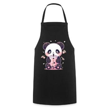 Kawaii Panda trinkt Boba Bubble Tea Chibi - Kochschürze - Schwarz - Vorne - AI Model Male 185 dark (185cm)