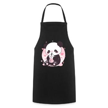 Kawaii Panda trinkt Boba Bubble Tea Chibi - Kochschürze - Schwarz - Vorne - AI Model Male 185 dark (185cm)
