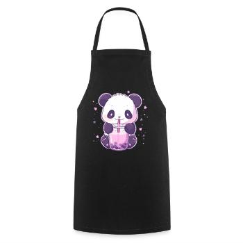 Kawaii Panda trinkt Boba Bubble Tea Chibi - Kochschürze - Schwarz - Vorne - AI Model Male 185 dark (185cm)