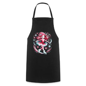 Figure Skating: Little girl with red hair - Cooking Apron - black - Front - AI Model Male 185 dark (185cm)