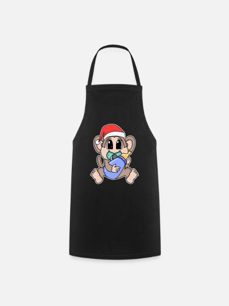 Affe Baby Weihnachten - Kochschürze - Schwarz