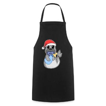 Bébé Lion de mer Noël - Tablier de cuisine - noir - Devant - AI Model Male 185 dark (185cm)