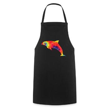 Dolphin Tie Dye - Cooking Apron - black - Front - AI Model Male 185 dark (185cm)