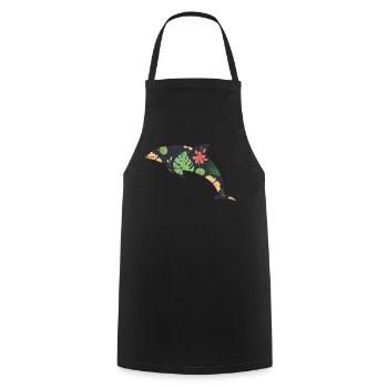 Dolphin Tropical Flower Floral - Cooking Apron - black - Front - AI Model Male 185 dark (185cm)