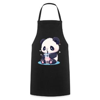Kawaii Panda trinkt Boba Bubble Tea Chibi - Kochschürze - Schwarz - Vorne - AI Model Male 185 dark (185cm)