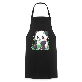 Kawaii Panda trinkt Boba Bubble Tea Chibi - Kochschürze - Schwarz - Vorne - AI Model Male 185 dark (185cm)
