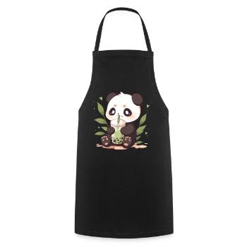Kawaii Panda trinkt Boba Bubble Tea Chibi - Kochschürze - Schwarz - Vorne - AI Model Male 185 dark (185cm)