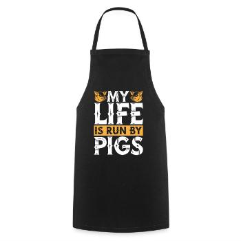 Élevage de porcs Ma vie est gérée par des cochons Animaux de la ferme - Tablier de cuisine - noir - Devant - AI Model Male 185 dark (185cm)