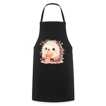 Kawaii Hérisson Boissons Boba Bubble Tea Chibi - Tablier de cuisine - noir - Devant - AI Model Male 185 dark (185cm)