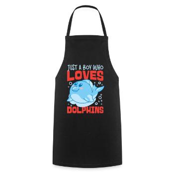 Dolphin Just A Boy Who Loves - Kochschürze - Schwarz - Vorne - AI Model Male 185 dark (185cm)