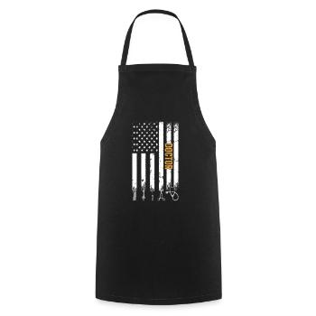 Doctor US Flag - Hospital Doctor Doctor Life - Cooking Apron - black - Front - AI Model Male 185 dark (185cm)