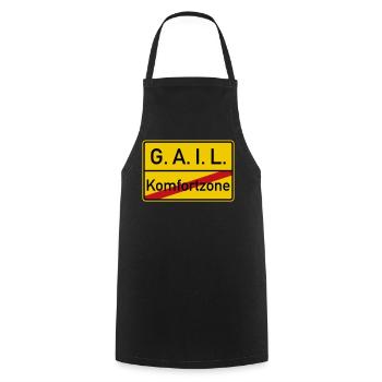 Komfortzone verlassen - Ganz Ankommen Im Leben - Kochschürze - Schwarz - Vorne - AI Model Male 185 dark (185cm)