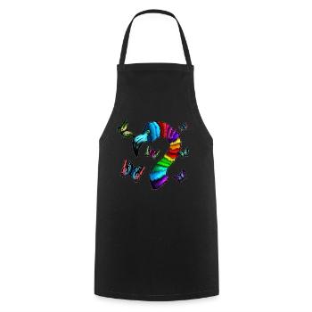 Flamant rose et papillons oiseau insecte cadeau - Tablier de cuisine - noir - Devant - AI Model Male 185 dark (185cm)