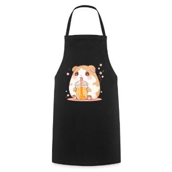 Kawaii Hamster trinkt Boba Bubble Tea Chibi - Kochschürze - Schwarz - Vorne - AI Model Male 185 dark (185cm)