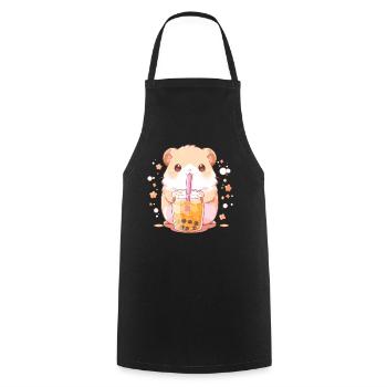 Kawaii Hamster trinkt Boba Bubble Tea Chibi - Kochschürze - Schwarz - Vorne - AI Model Male 185 dark (185cm)
