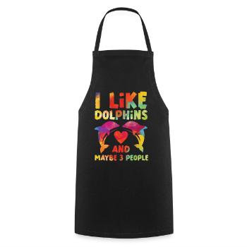 Aquarelle de dauphin j’aime les dauphins - Tablier de cuisine - noir - Devant - AI Model Male 185 dark (185cm)