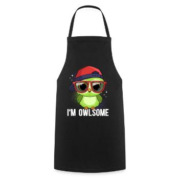 Eule Eulen I`m Owlsome - Kochschürze - Schwarz - Vorne - AI Model Male 185 dark (185cm)