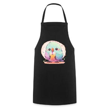 Inséparable kawaii boit Boba Bubble Tea Chibi - Tablier de cuisine - noir - Devant - AI Model Male 185 dark (185cm)