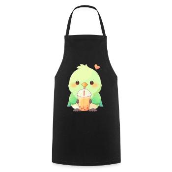 Inséparable kawaii boit Boba Bubble Tea Chibi - Tablier de cuisine - noir - Devant - AI Model Male 185 dark (185cm)