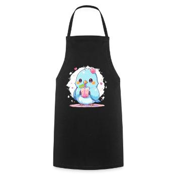 Inséparable kawaii boit Boba Bubble Tea Chibi - Tablier de cuisine - noir - Devant - AI Model Male 185 dark (185cm)