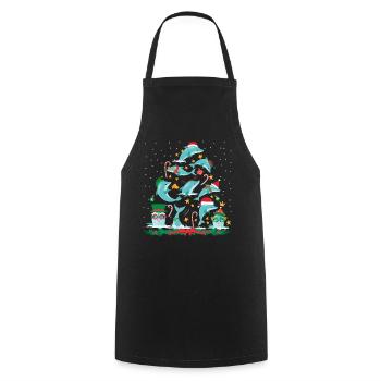 Dolphin Christmas Tree - Cooking Apron - black - Front - AI Model Male 185 dark (185cm)