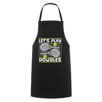 Let's Play Doubles Tennisspieler Tennisschläger - Kochschürze - Schwarz - Vorne - AI Model Male 185 dark (185cm)