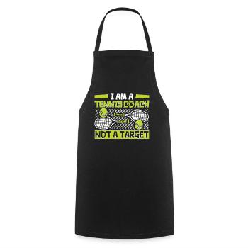 I Am A Tennis Coach Not A Target Racket - Cooking Apron - black - Front - AI Model Male 185 dark (185cm)