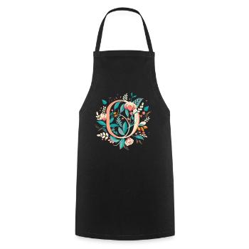 O typography floral - Kochschürze - Schwarz - Vorne - AI Model Male 185 dark (185cm)