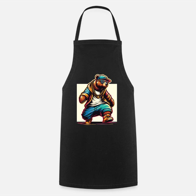 Bear, Bears, Bear Head, Bear, Brown Bear, Bears - Cooking Apron - black