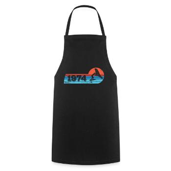 Wingfoil Surfer Birthday Vintage Born 1974 - Cooking Apron - black - Front - AI Model Male 185 dark (185cm)
