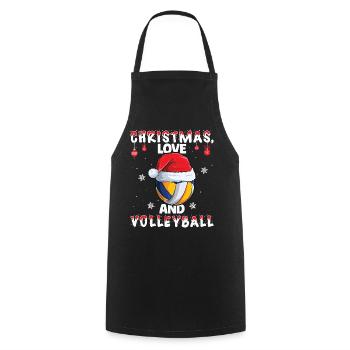 Joueur De Volley-ball Équipe Club Noël, Amour - Tablier de cuisine - noir - Devant - AI Model Male 185 dark (185cm)