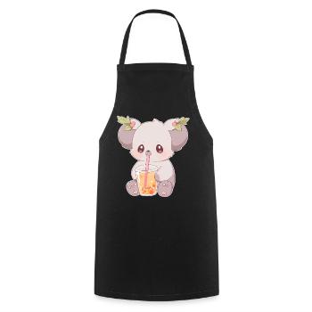 Kawaii Koala trinkt Boba Bubble Tea Chibi - Kochschürze - Schwarz - Vorne - AI Model Male 185 dark (185cm)