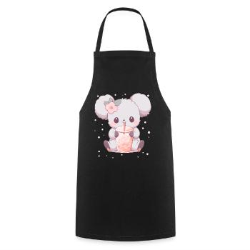 Kawaii Koala trinkt Boba Bubble Tea Chibi - Kochschürze - Schwarz - Vorne - AI Model Male 185 dark (185cm)