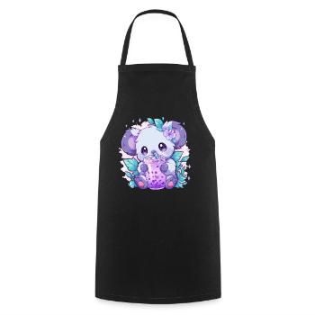 Kawaii Koala trinkt Boba Bubble Tea Chibi - Kochschürze - Schwarz - Vorne - AI Model Male 185 dark (185cm)